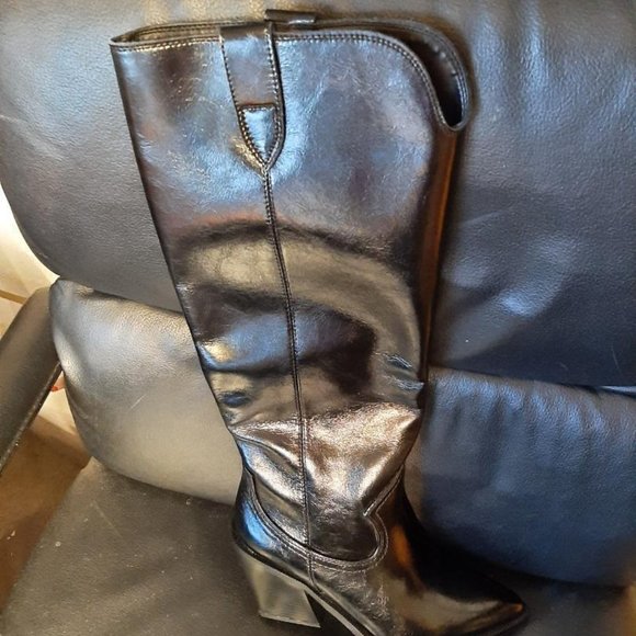 New ! Steve By Steve Madden Ninette Leather Knee-High Boot Women Black Sz 7.5/9 - Picture 2 of 5